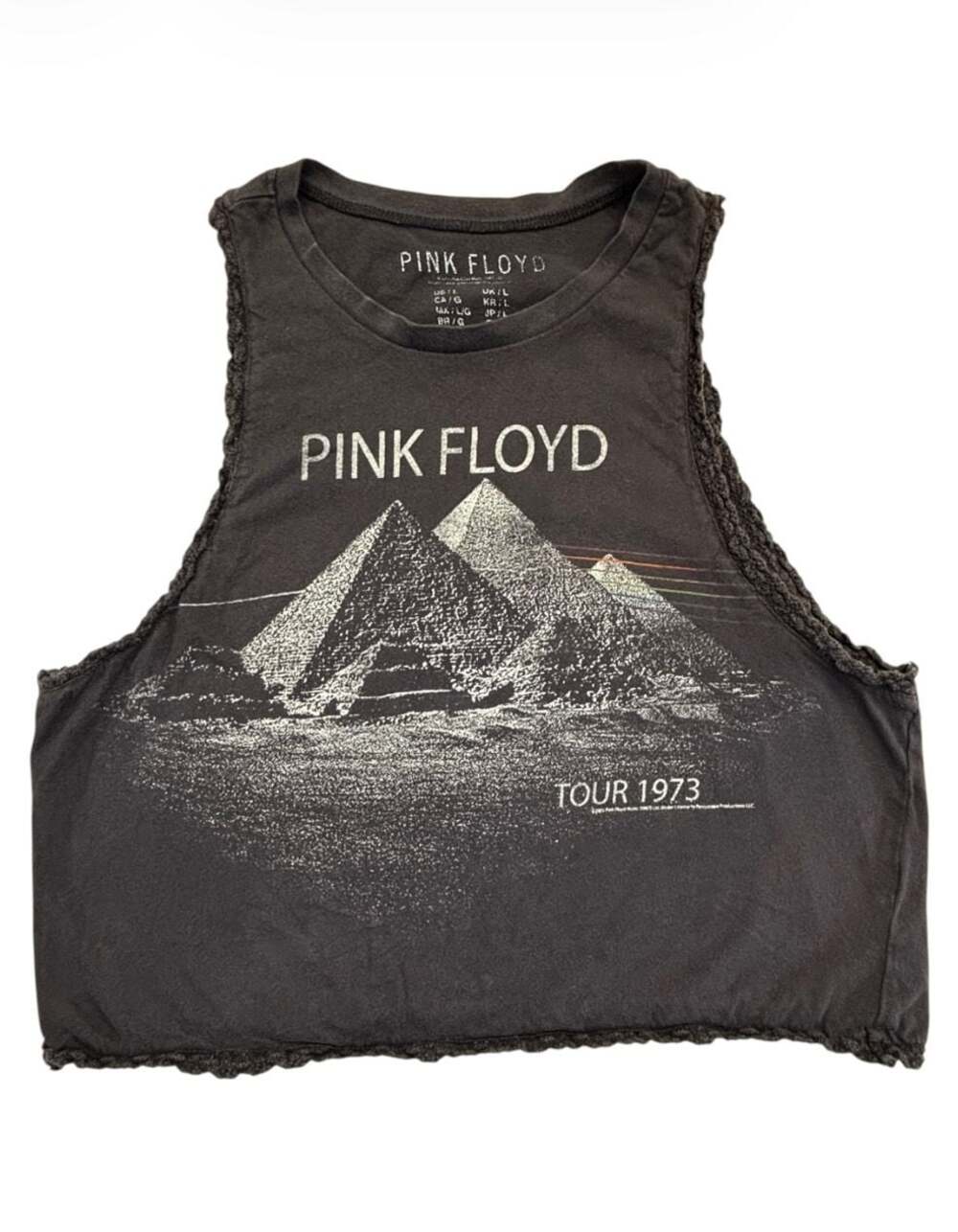 Pink Floyd Tour 1973 Graphic Cropped Tank Top Size Large